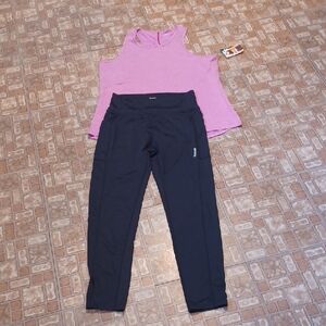 Avia Purple Striped Activewear Black Reebok Leggings Wirh Pockets Size Xlarge